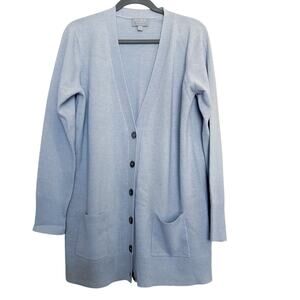 PURE Cashmere Long Cardigan 12 Blue Pockets Cottagecore quietluxury Cozy